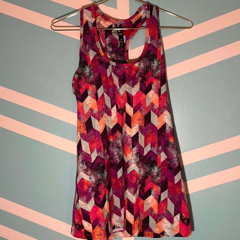 Multicolored athletic racerback tank top